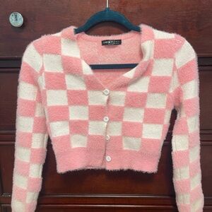 shein pink and white sweater shirt
